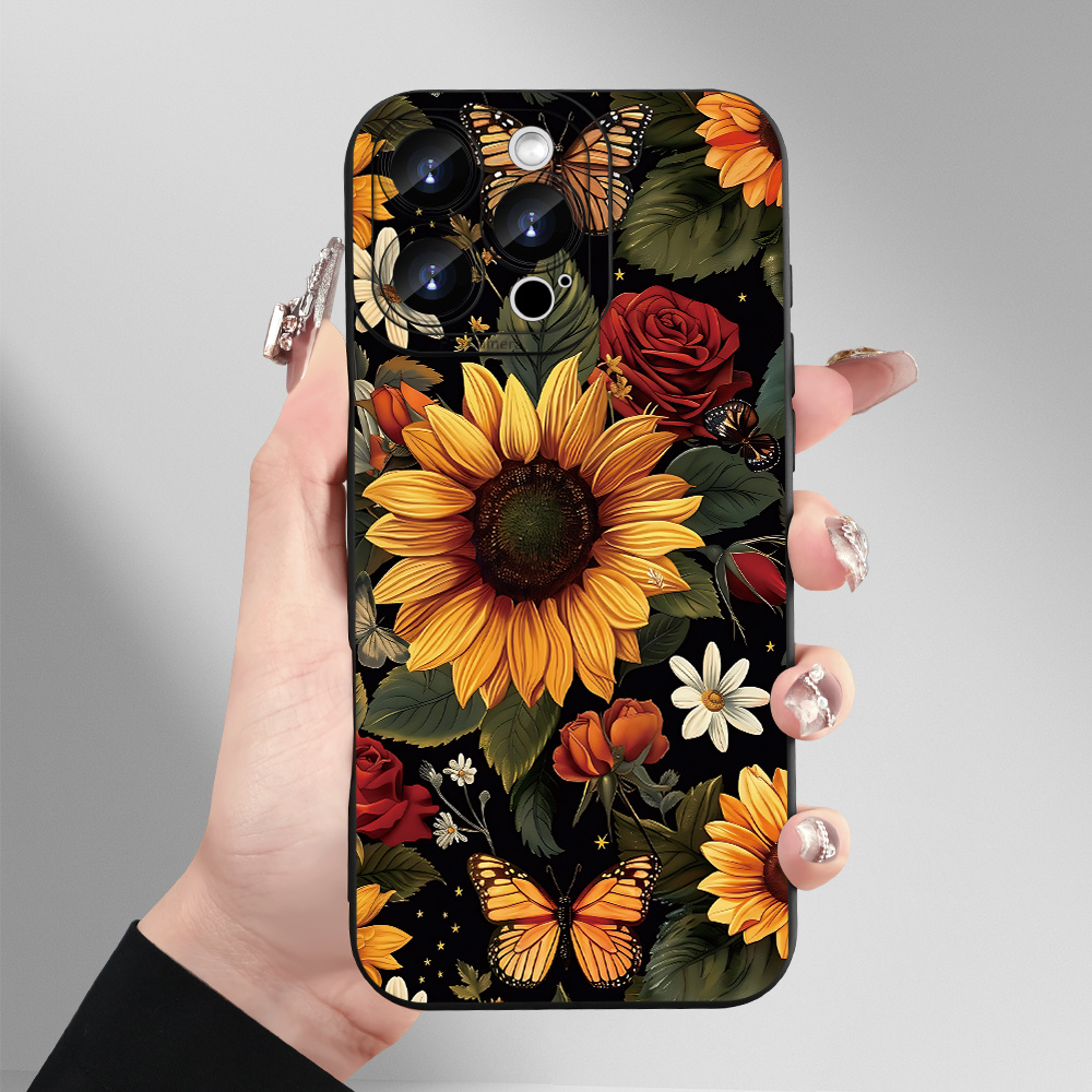 TEMU Phone Case: Fashionable, Trendy, , Aesthetically , And Fun Sunflower Protective Phone Case For Iphone 7/8/x/xs/xr/11/12/13/14/15/16 Plus Pro ,