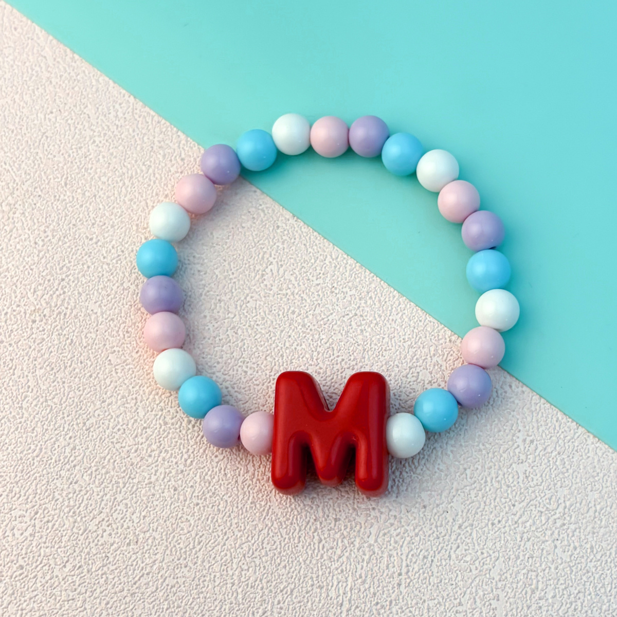 Playful Cartoon Macaron Multicolor Letter Elastic Bracelet