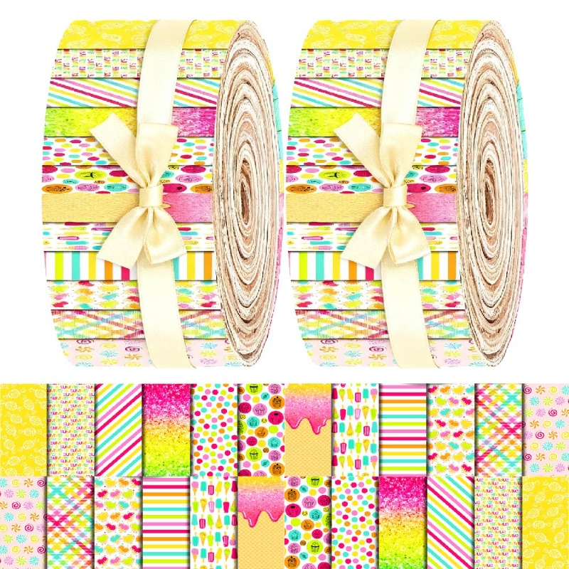 TEMU A Set Of 40 Colorful Striped Fabrics, Measuring 6.5 X 50 Cm (2.55 X 19.7 In), Perfect For Sewing Projects. Great For Hand Sewing, , Doll