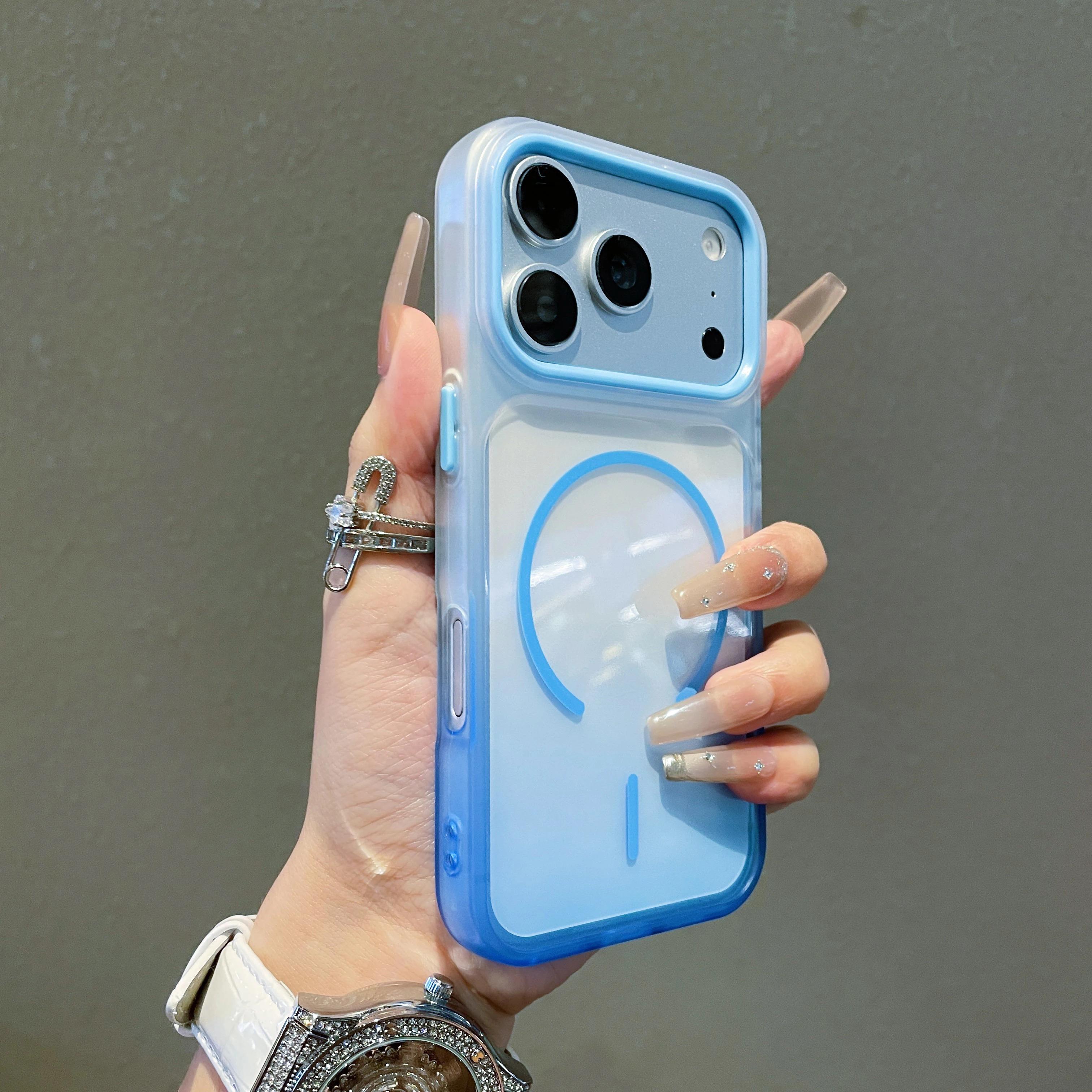 TEMU para teléfono: de lujo con carga inalámbrica y degradado, compatible con iPhone 18/17/16/15/14/13 Pro , cubierta a prueba de golpes, compatible