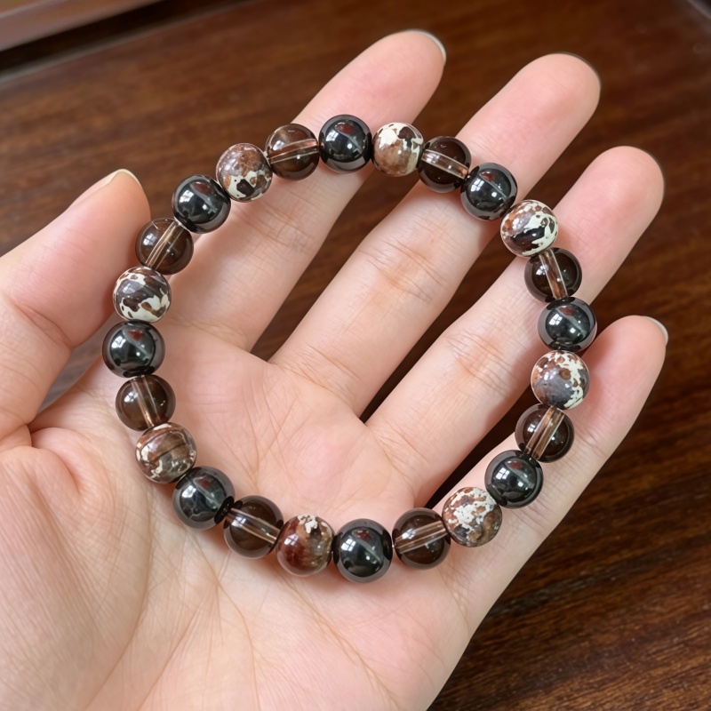 National Painting Stone Wealth Bracelet, Earth Tone Bohemian Style