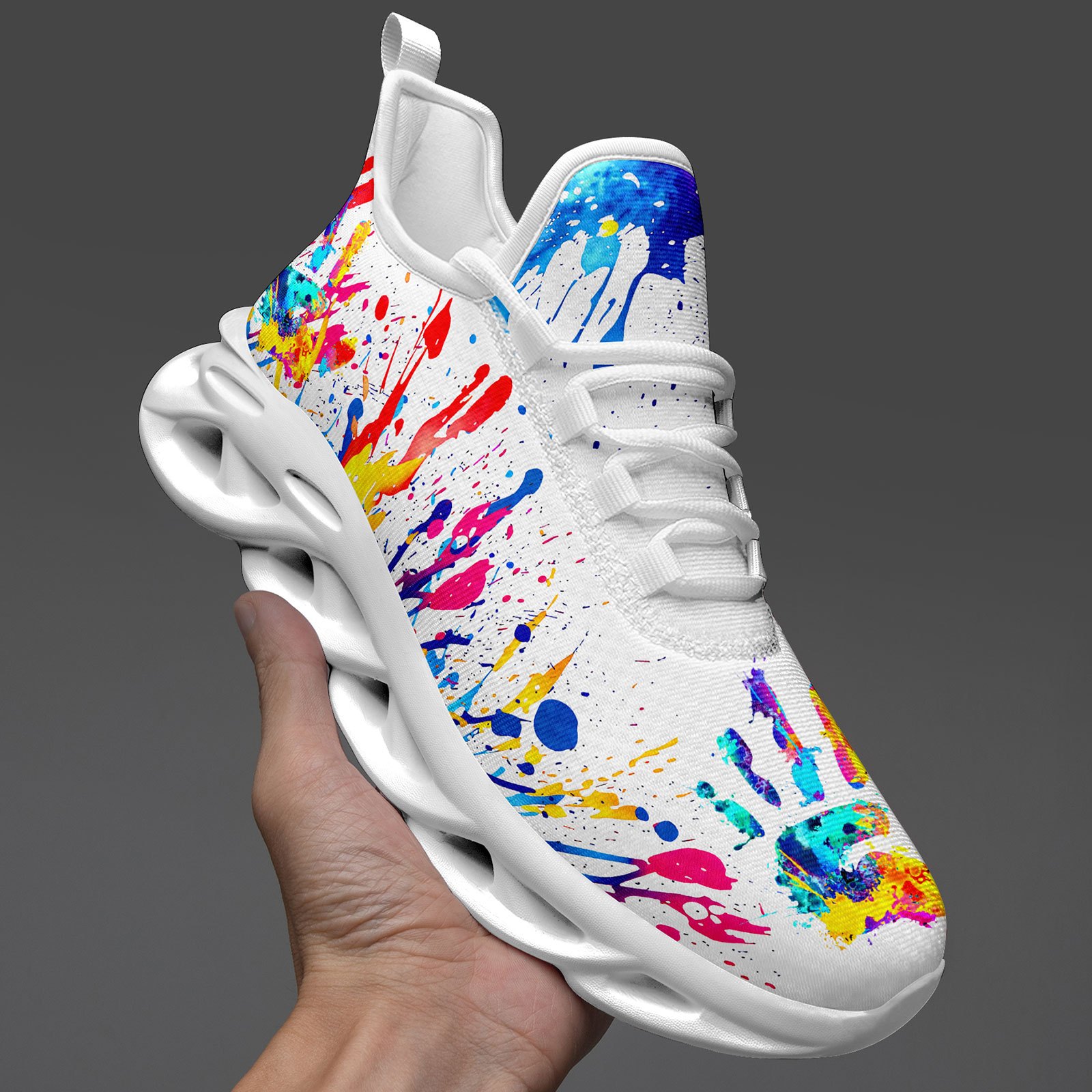 Men's Wide Fit Canvas Shoes with Multicolor Splash Print