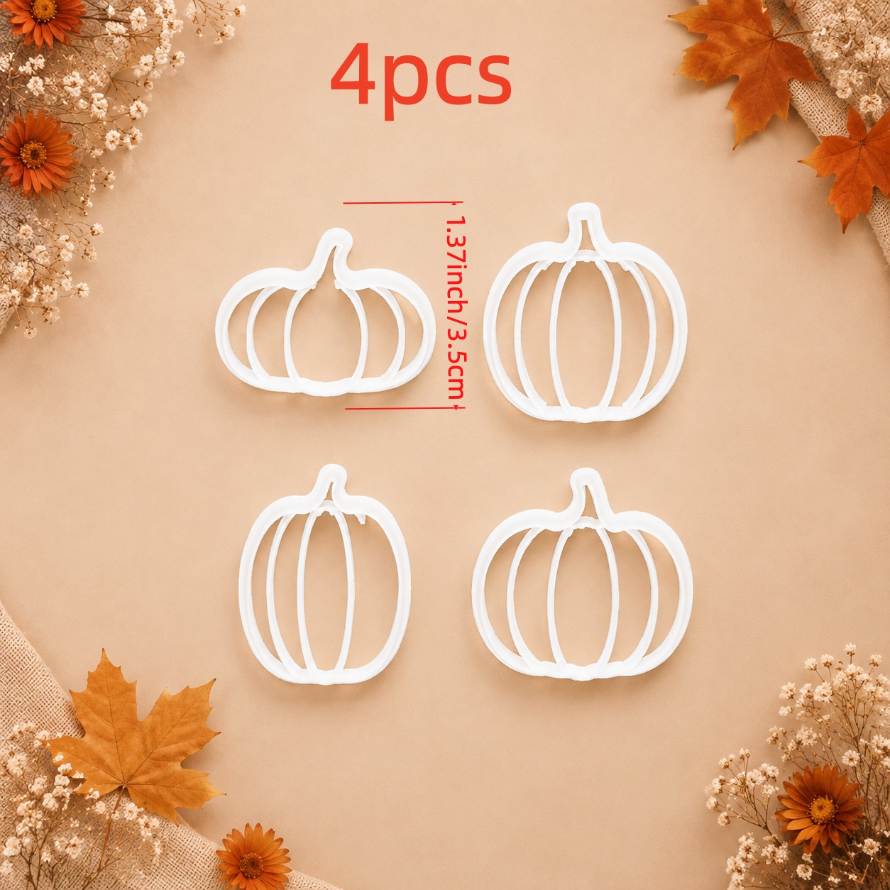 TEMU Lot de 4 emporte-pièces en pâte polymère de citrouilles colorées, divers moules en pâte pour Halloween, moules en pâte pour citrouilles colorées