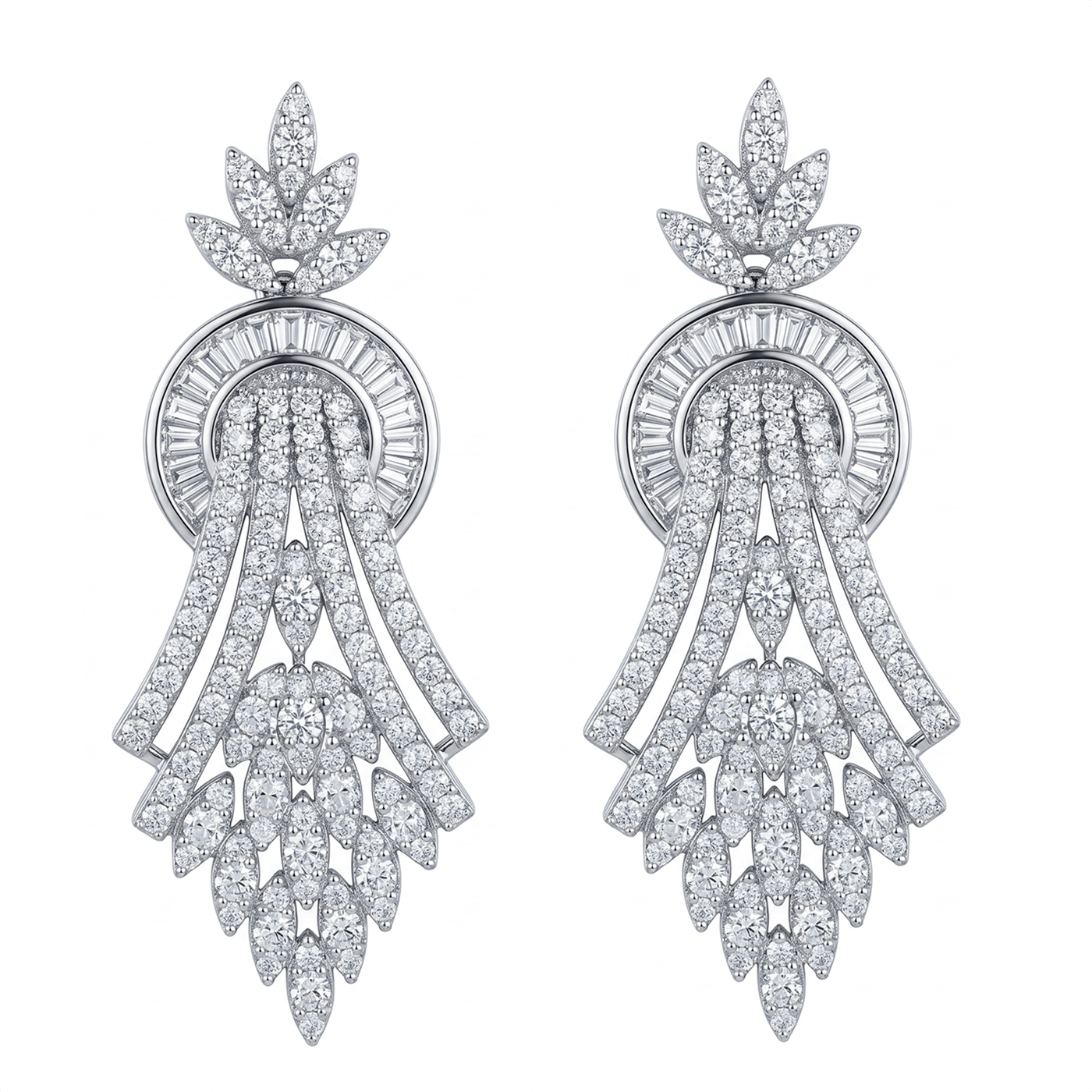 TEMU Un par de pendientes colgantes de moda para mujer, estilo lujoso y elegante, con incrustaciones de cobre de hoja y circonita sintética, ideales