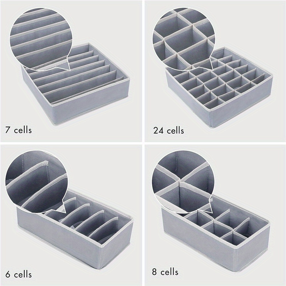 1pc 6 7 8 24 grids fabric sock compartment box divided storage easy to access without cover foldable storage underwear storage   storage box fabric storage box clothing compartment storage box suitable for underwear underwear sock stor details 6