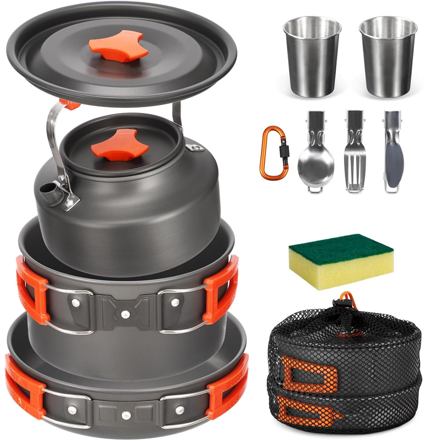For 4-5 Users Outdoor Travel Accessory Kit, Including Tableware Hooks And Storage Pouch For Camping Backpack Activity