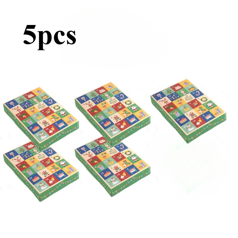 TEMU 5pcs Christmas Eve Calendar Boxes 24-grid Empty Boxes Advent Calendar Gift Box Christmas Fillable Surprise Packaging Box Christmas Party