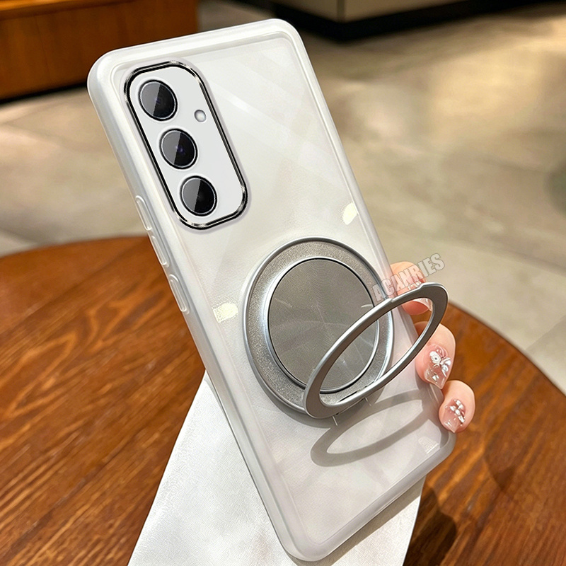 TEMU Phone Case - 360° Rotation Magnetic Ring Holder Case For Galaxy A34 5g/ A35 5g/ A36/ A54 5g/ A55 5g/ A56 With Camera Lens Protector Transparent