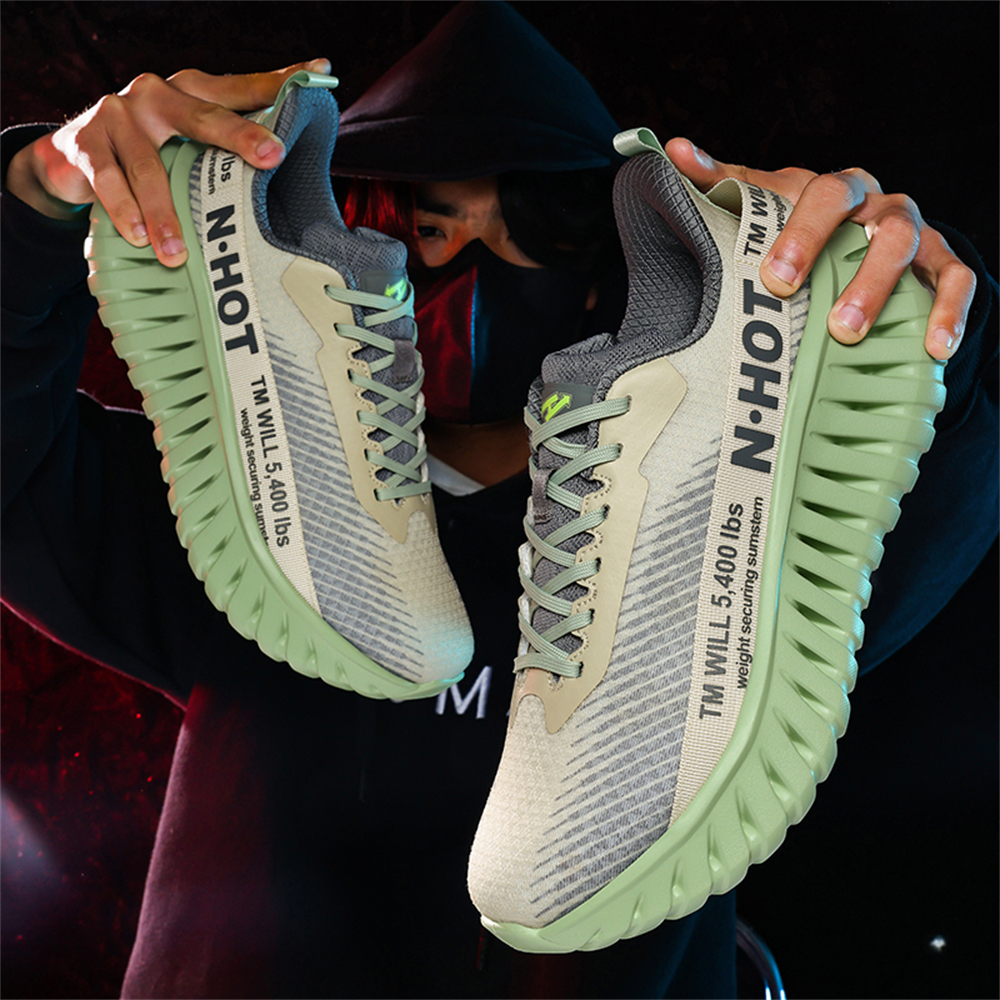 [Sneakers] Men'S Women'S Road Running Shoes, Thick Sole Casual Athletic Shoes for Men, Teenager Outdoor Sports Design, Comfortable Breathable Fabric Upper, Cushioning Shock-Absorbing MD Sole, Non-Slip And Wear-Resistant, Low-Top Lace-Up Closure