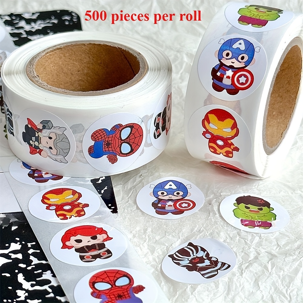 500pcs Avengers Superheroes Stickers Roll - Iron For Man, Thor, -for Man Comic Book Decals Suitable For Office, Party Supplies, Rooms & Collectibles