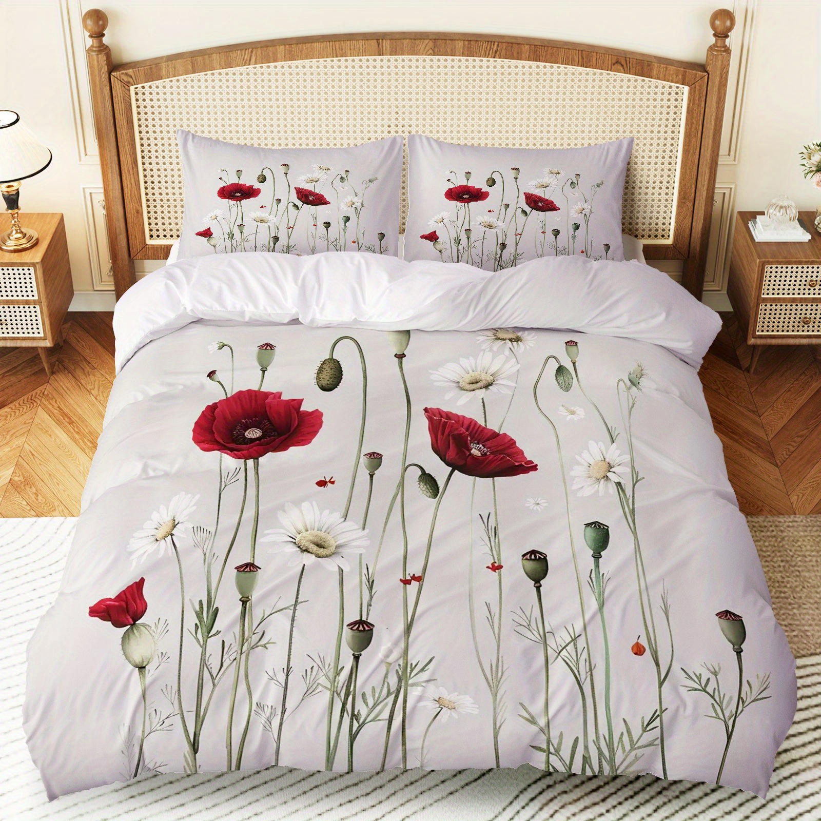 vintage blumen gänseblümchen bettwäsche set
