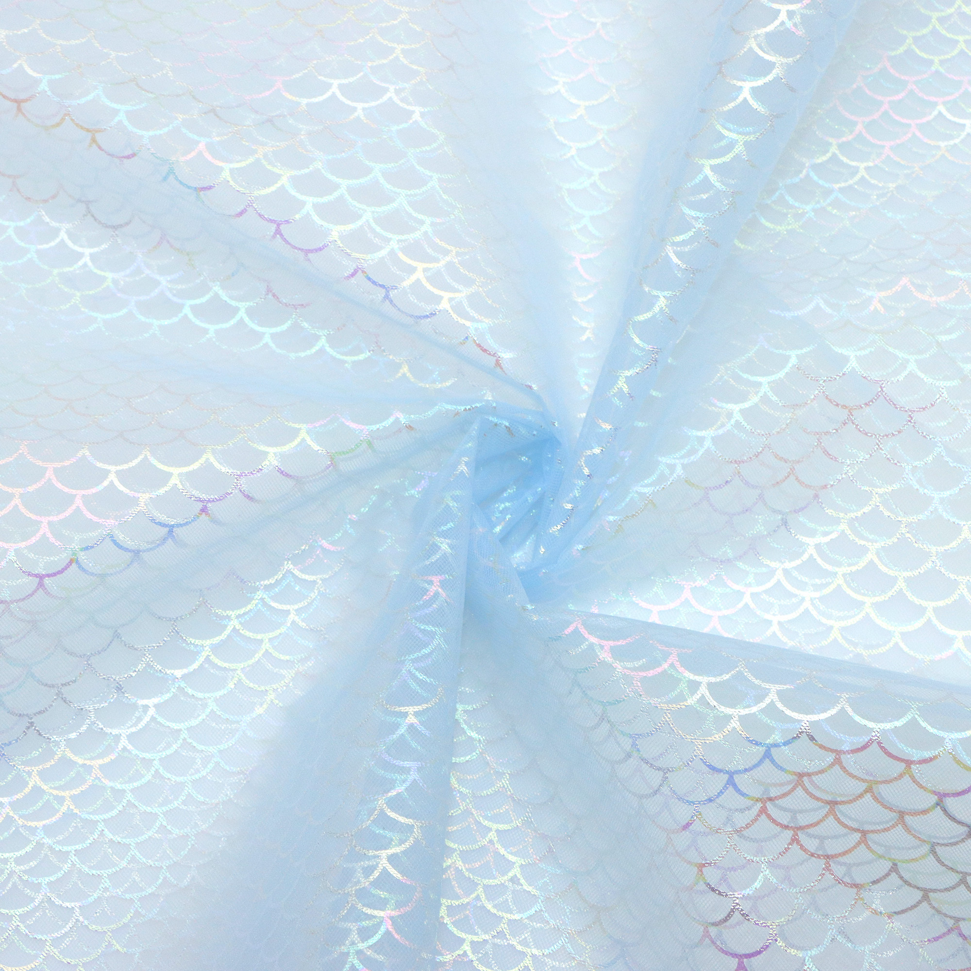 Image of 1pc Mesh Tulle Fabric Measuring 62.9 By 19.68 Inches (160 By 50 Cm), Featuring Vibrant Pre-cut Fish Scale Designs, Resembling Mermaid Scales