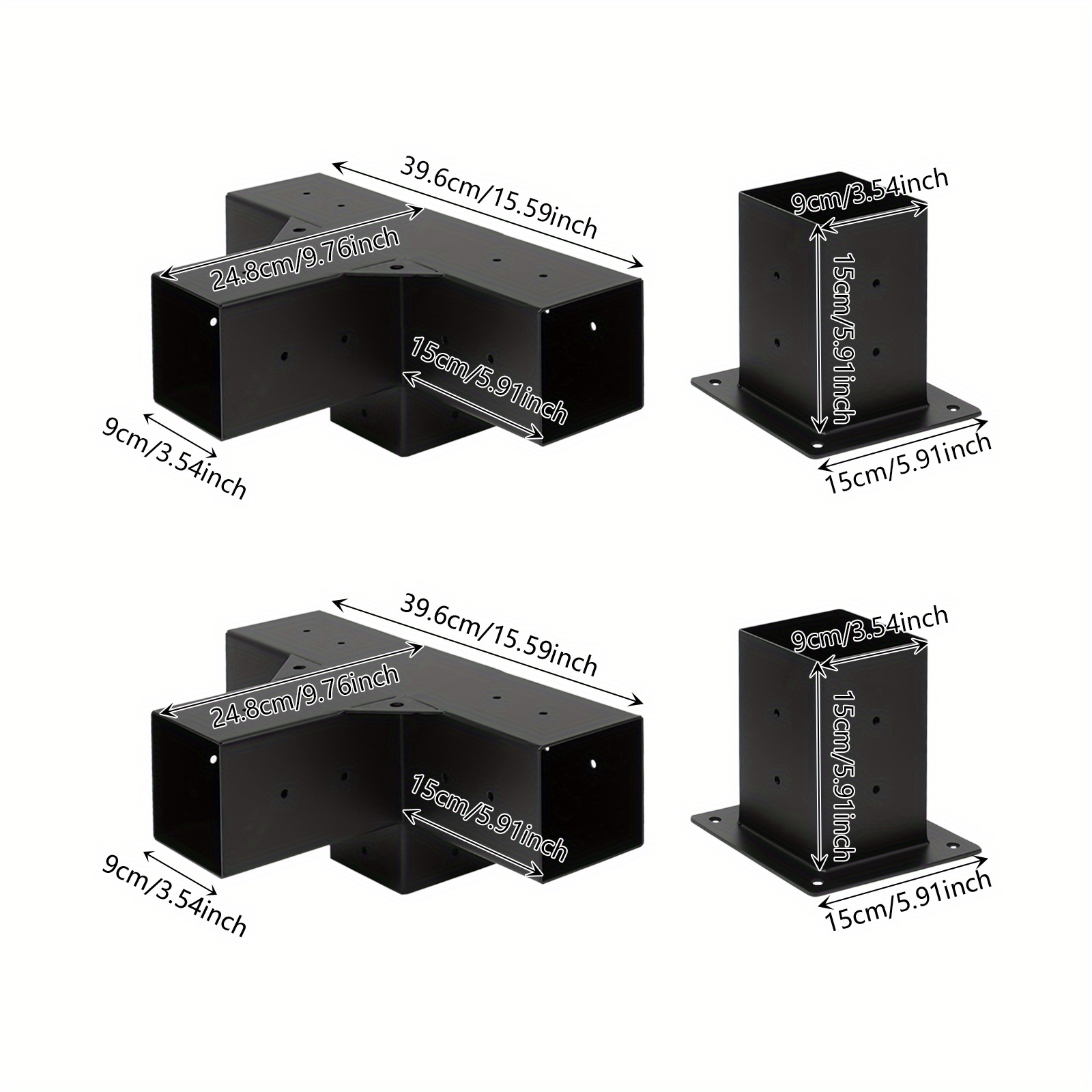 Cncest Connector, Wooden Beam Connectors, Wooden Beam Connector Kit Including 2 Corner Brackets & 2 Bases