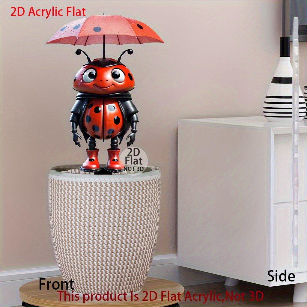 2D Plano, 4 Piezas Lindo Jardín Decoración Conjunto, No Se Necesita Energía, Adecuado para Plantas en Macetas y Señales de Festivales al Aire Libre, 2D Plano