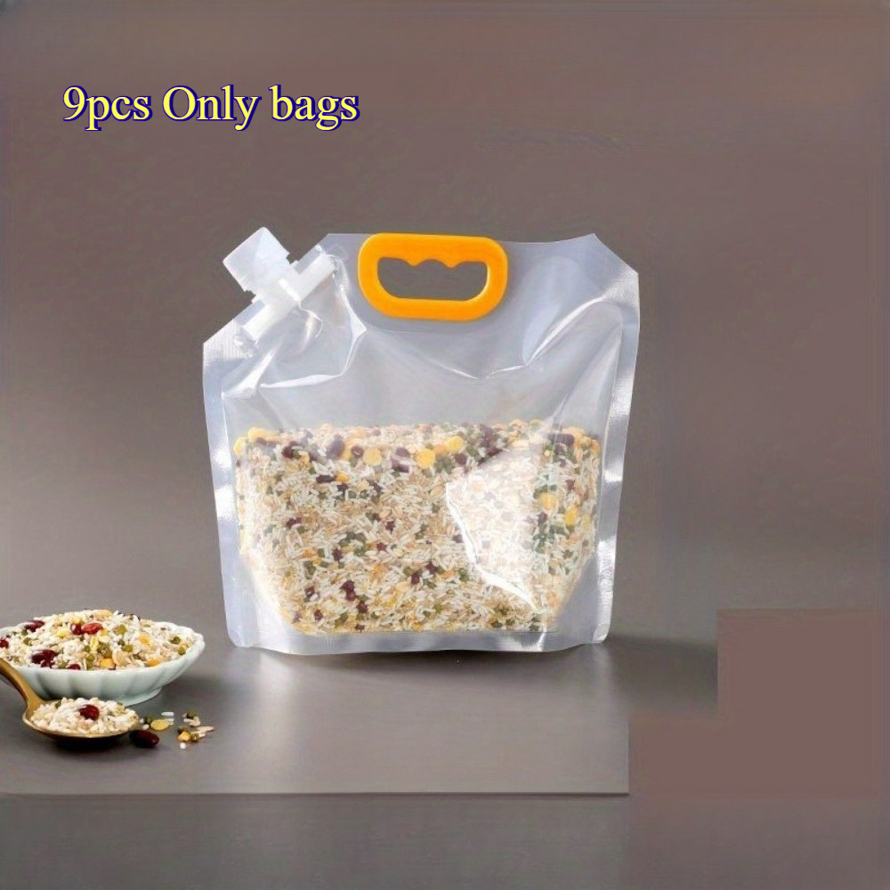Image of 9pcs Set Of Transparent Handheld Grain Storage Bags, Multiple Specifications , Kitchen Bags, Grains Portioning Bags