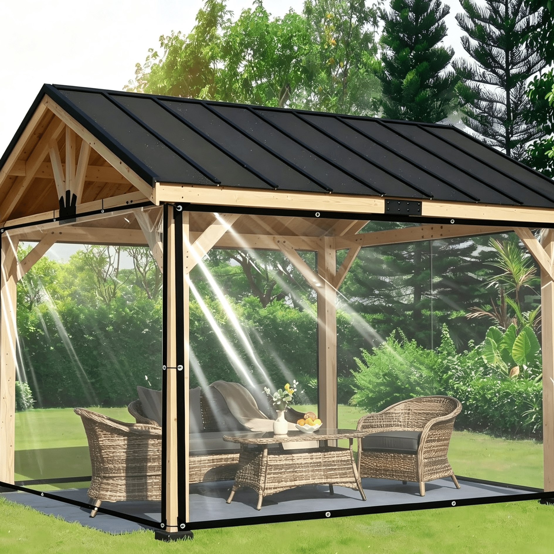 Image of Transparent Rainproof Film With Perforations (0.61m ), Waterproof, Suitable For , , Gardens, And Pet Cage Roofs.