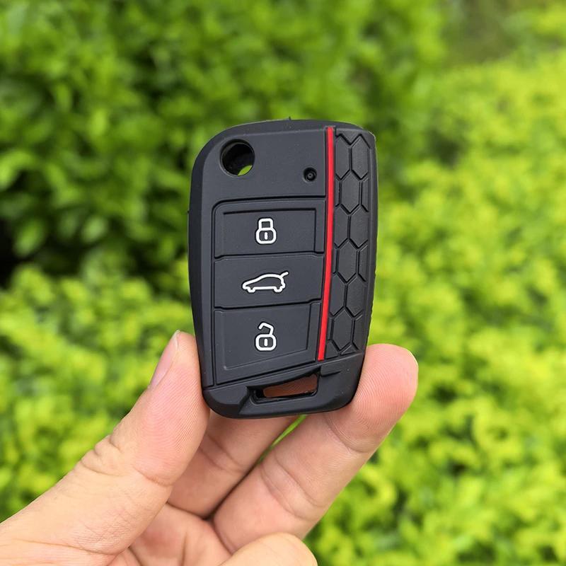 

For Volkswagen Compatible Silicone Car Key Remote Case, Protective Cover For 17 Models, Golf 7, , Tiguan - Shockproof & Weather-resistant