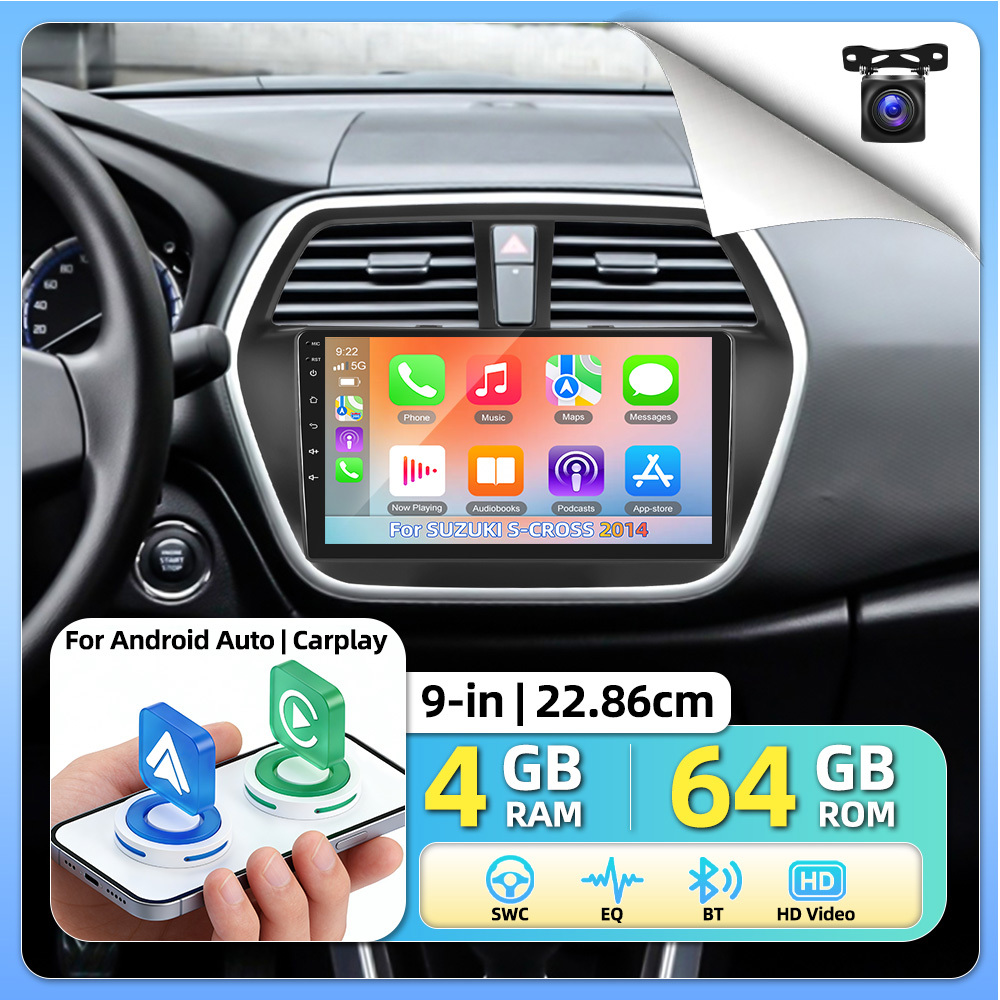 Image of Podofo For 2014/null 2017 Car Radio, 9 Inch 4g + 64g Car Stereo, Factory Style Texture Design-- , Auto, Navigation Wifi Bluetooth Rds Reversing.