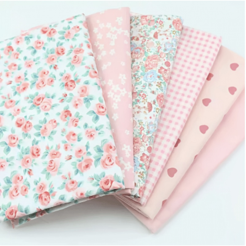 TEMU Lot de 6 pièces de tissu imprimé , petits morceaux de tissu main pour bricolage, tissu sergé à motif cœur floral , ensemble de patchwork pour