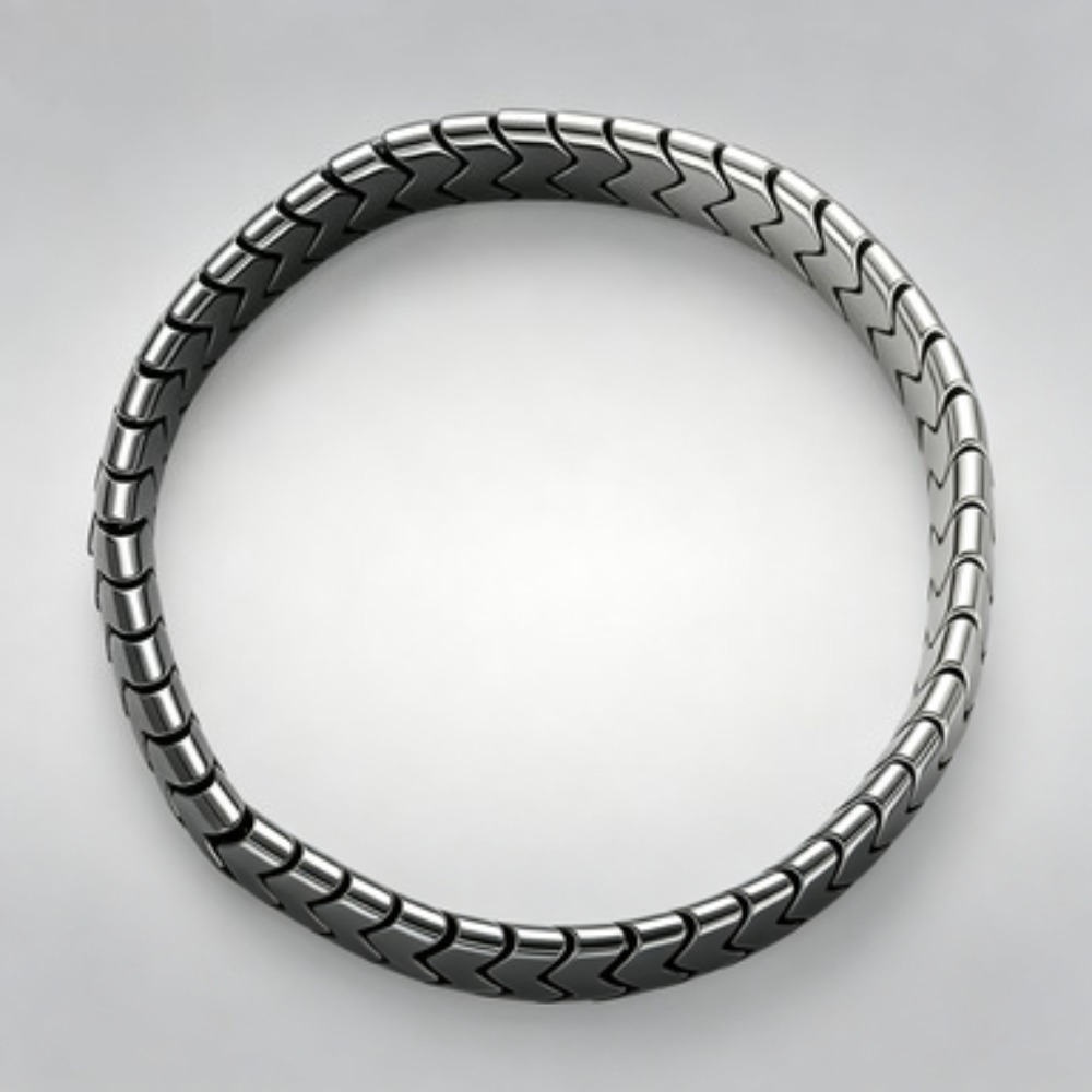 TEMU 1pc Black Hematite Bracelet, Convex Holes With Pattern With, For Men Women, Daily Casual Wear, Valentine Gift