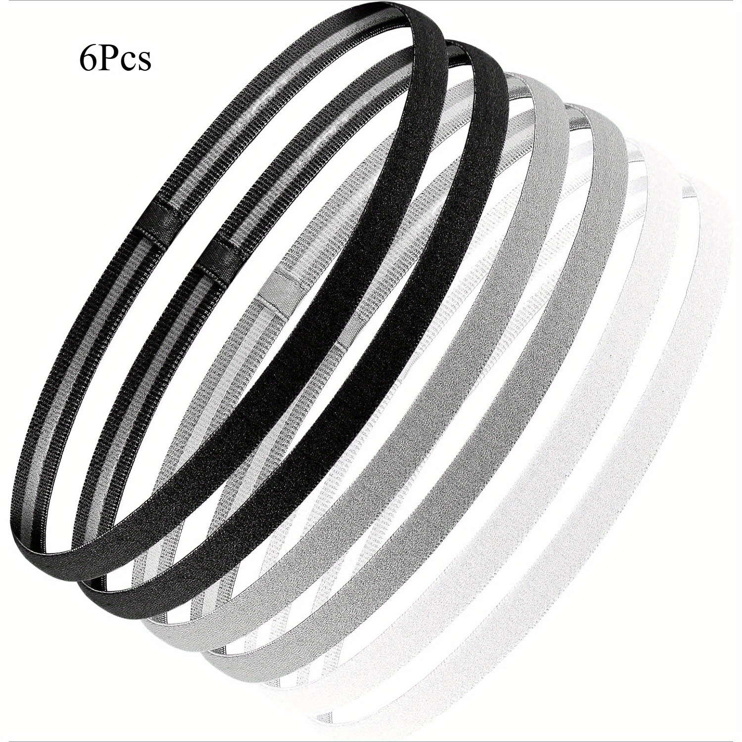 sport headbands thin 6pcs non slip elastic hair bands for women men s s sweatband for running soccer yoga workout fitness