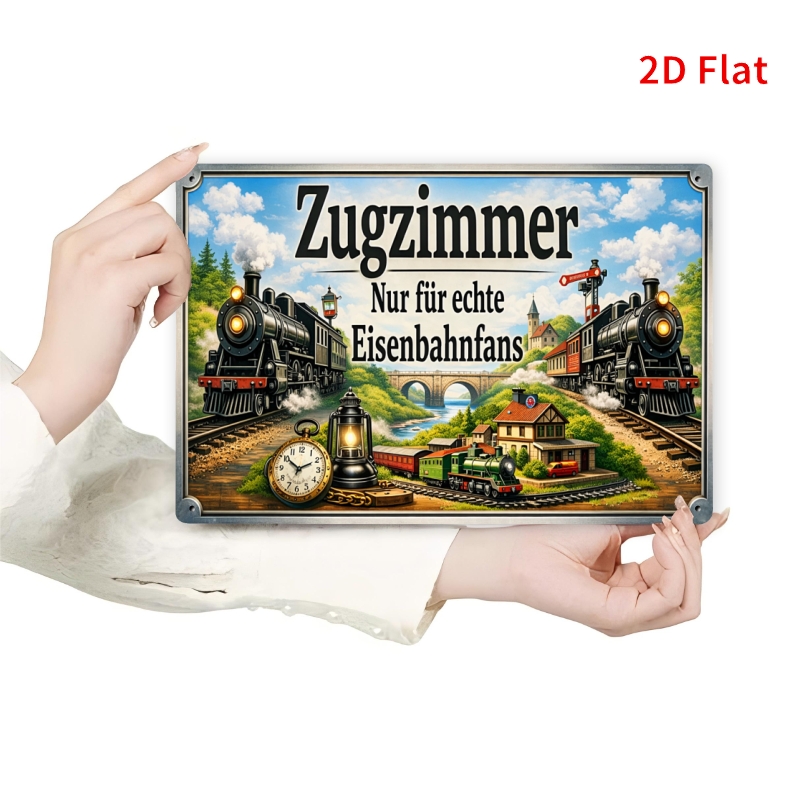 TEMU 2d Flat 1pc 30x20cm Train Room Sign For True Train Enthusiasts, Tin Decoration, Wall Art For German Train Lovers, Perfect For Home Or Man Cave