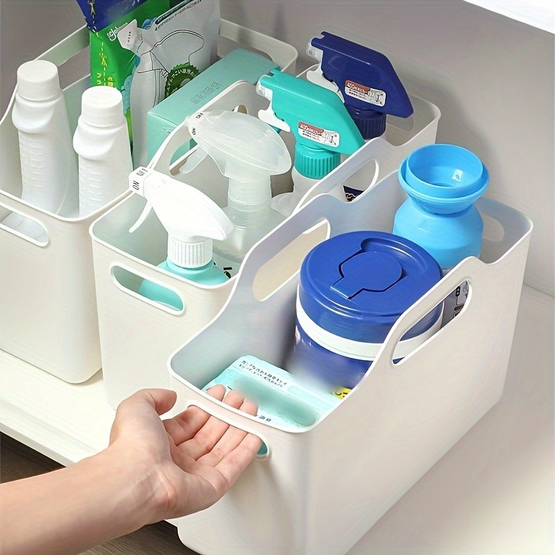 

3- Large Plastic Storage - Clear, Portable, -use Organizer For , , Bathroom, Kitchen - Pp , , Bins & For Organization