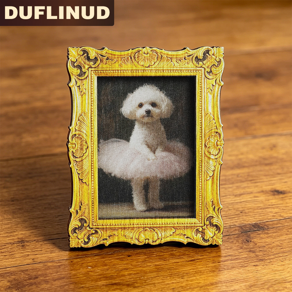TEMU Ballet Puppy Refrigerator Magnet, Mini, Micro - Bichon Frise Wearing A Pink Tutu, Vintage , Wooden Fridge Magnet, Exquisite Kitchen Refrigerator
