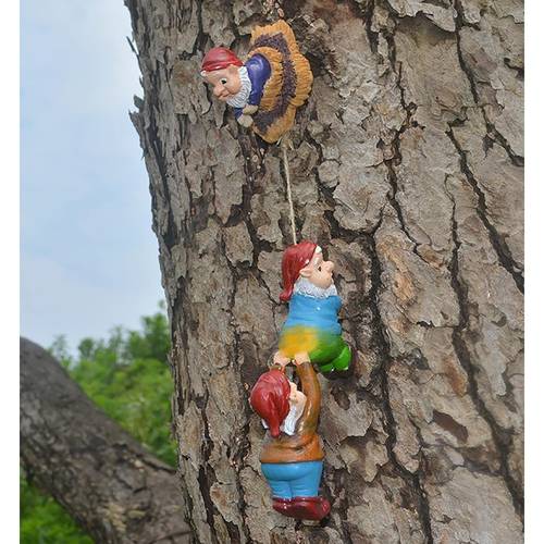 resin garden gnome statue colorful climbing rope figurine for outdoor decor lawns and patios gnome garden decor