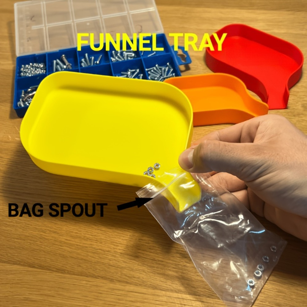tool storage funnel tray 5mm raised edge prevents screws bolts beads and small parts from spilling features fully sealable slide in plug precise storage of fine parts     tidy and   suitable for crafting repairs
