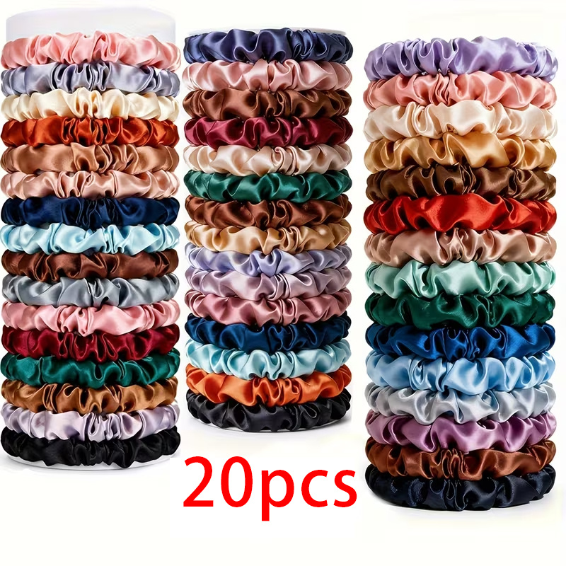 TEMU 20pcs Large Scrunchie Head Ties - Retro Bohemian Hair Accessories Suitable For Women's Hair, Multicolor Hair Bands For Braids, Ponytails, Buns,
