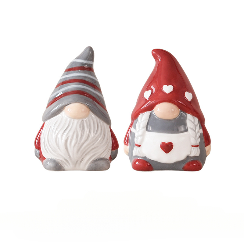 TEMU 2pcs/set Christmas Santa Claus Ceramic Salt And Pepper Shaker Set, Creative Bearded Santa Claus Salt And Pepper Shakers, Stylish Decorative