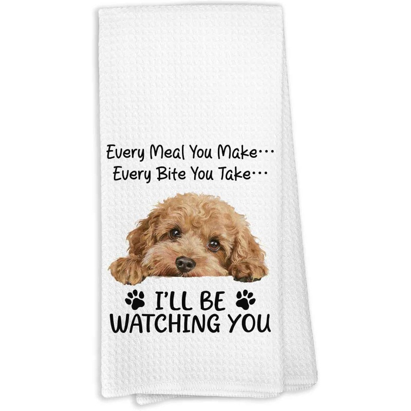 TEMU 1pc 18x26 Inch Gifts Kitchen Towels, Step You Take Be Watching You, Funny Dog Towel For Bathroom, Dog Mom Gifts For Women Kitchen Towels, Hand