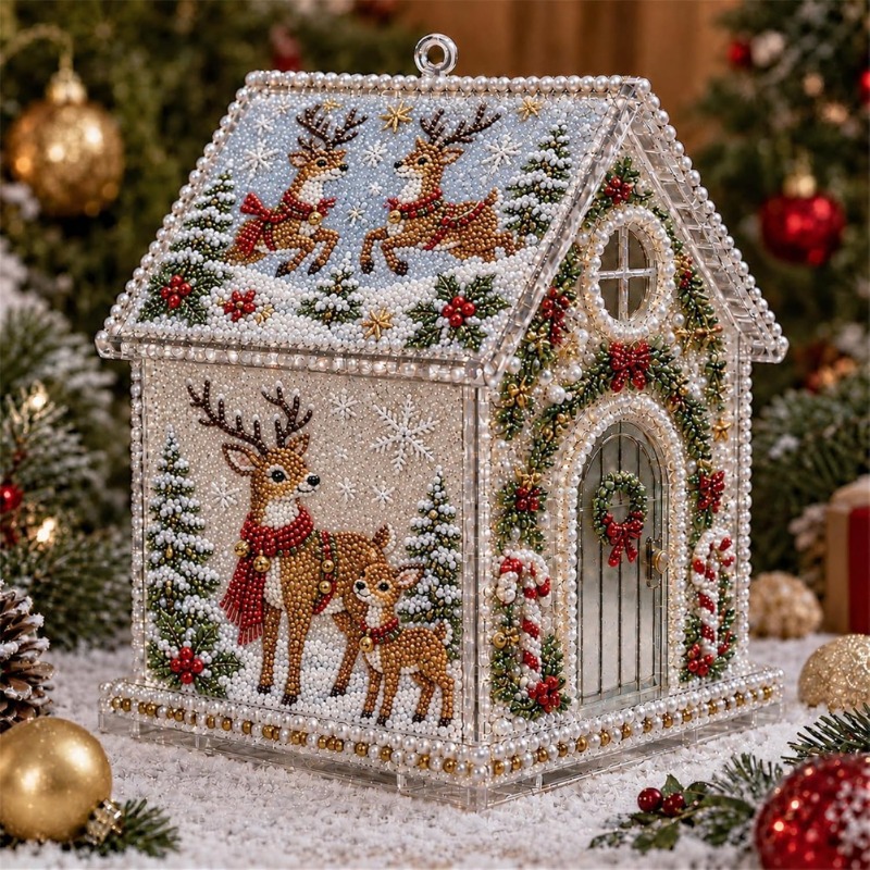 TEMU 3d Handmade Pearl Painting Acrylic House Decoration Kit, Santa Claus Christmas Diamond Mosaic , Tabletop And Hanging Home Decor, No Batteries