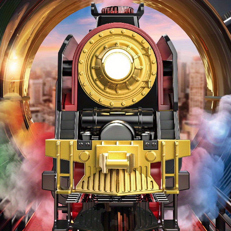 The 9064B-1 steam-powered remote-control Christmas train set comes with a remote control, lights, sound effects, and exquisite tracks. It is suitable for children aged 3 to 8 and above.