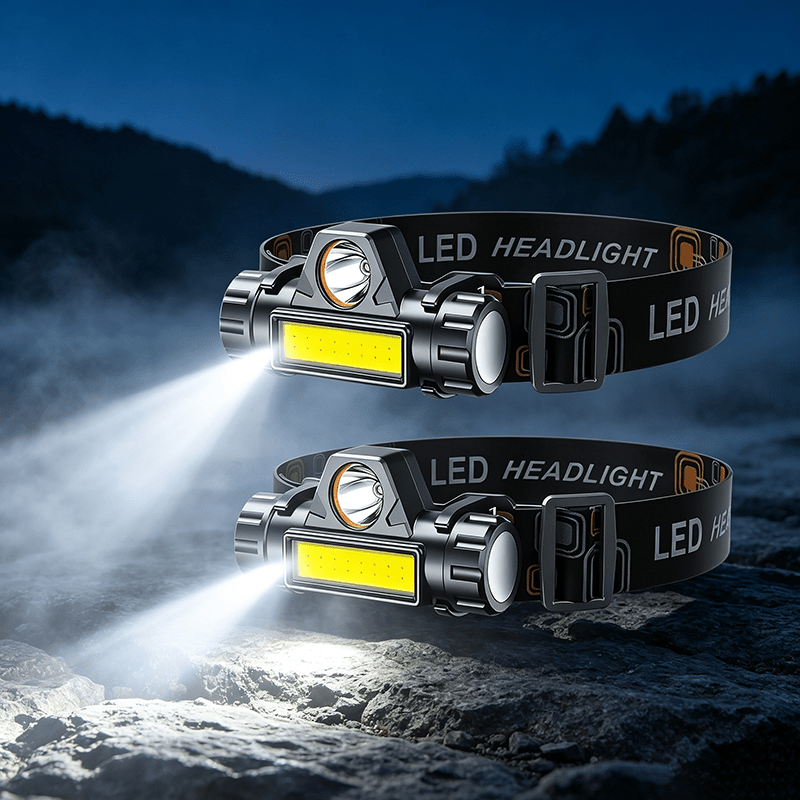TEMU 2pcs Led Headlamps, Usb Rechargeable, Bright And Powerful, Portable Headlights, Suitable For Outdoor Camping, Emergency Lighting And Fishing