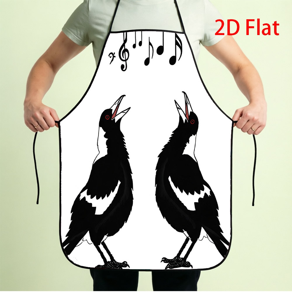 TEMU Men's Retro Australian Magpie Print Apron - Adjustable Chef Cooking Bib With Magpie , Durable For Kitchen, Restaurant, Catering - Ideal Gift For