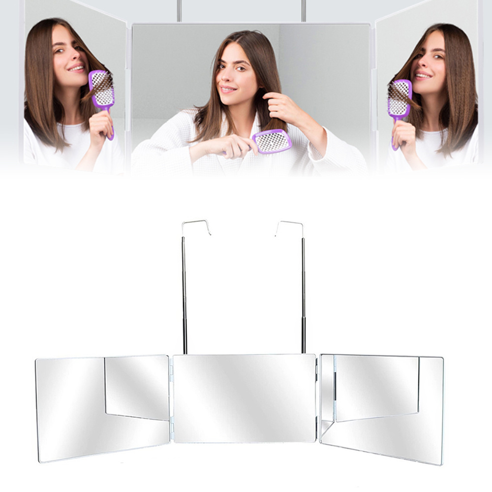 Folding Tri-Fold Makeup Mirror for Grooming and Beauty