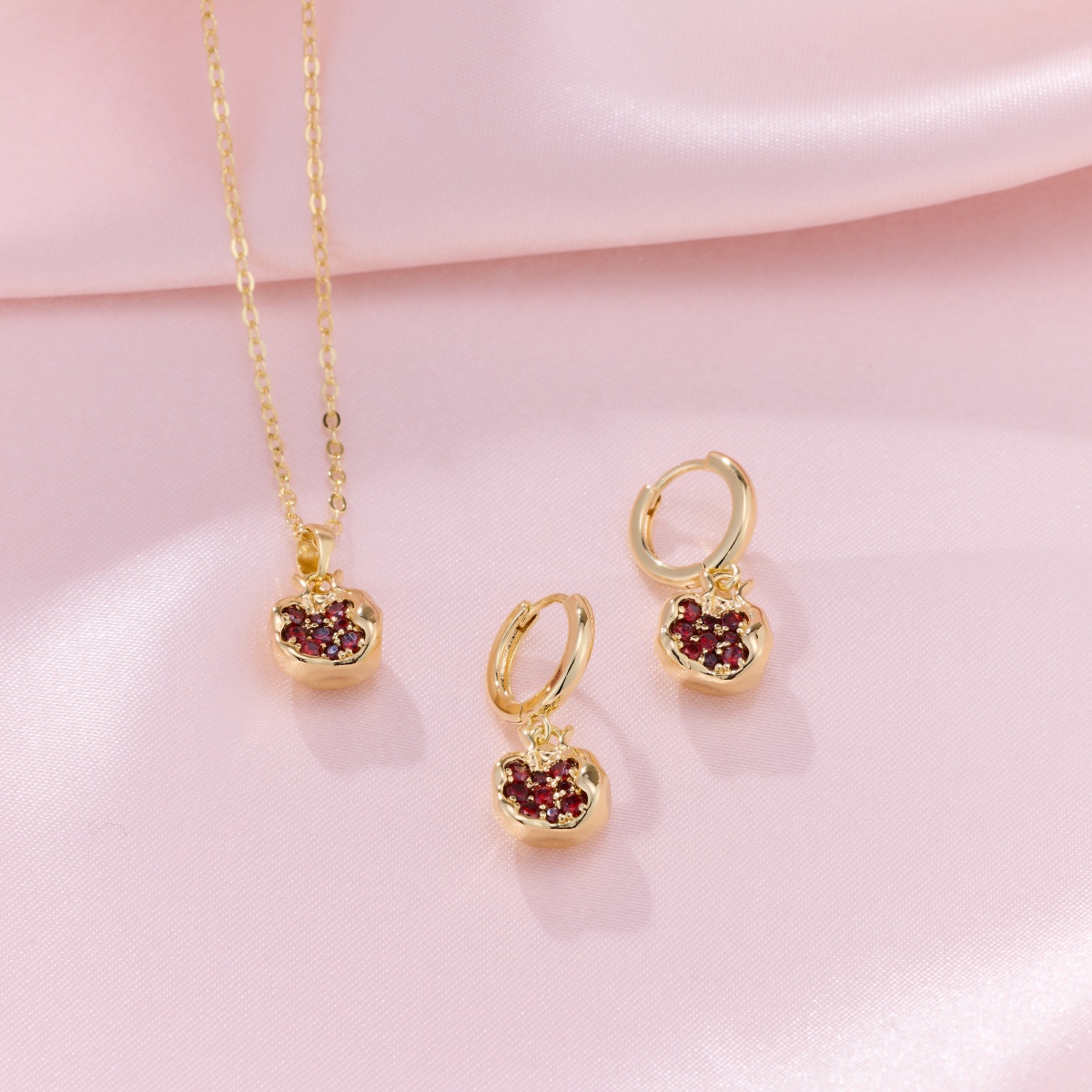 TEMU 3 piezas, Material de Cobre, "Joyería Temática de Frutas" Exquisito Set de Moda para Damas con Forma de , Adecuado para Uso Diario, Regalos de
