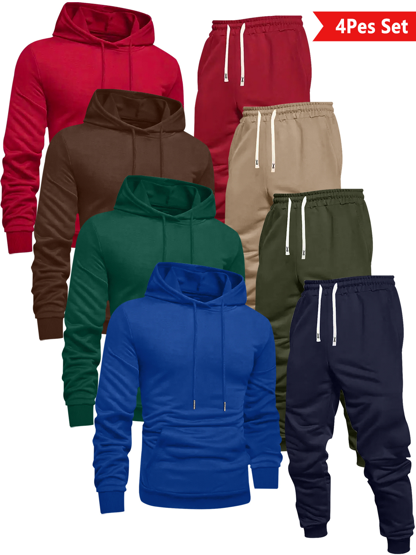 Ensemble Sportif Homme — Sweat à Capuche & Jogging Ensemble sportif tendance pour hommes avec sweat à capuche uni et pantalon à cordon de serrage, lavable en machine, pour activités extérieures décontractées