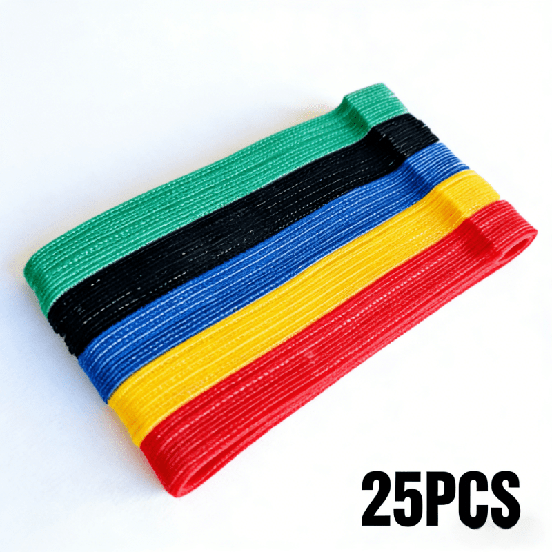 TEMU 25pcs Attaches en Nylon Multicolores | Sangles d'Organisation de Fils Réutilisables Auto-Adhésives et Ajustables | Gestion Polyvalente Maison et