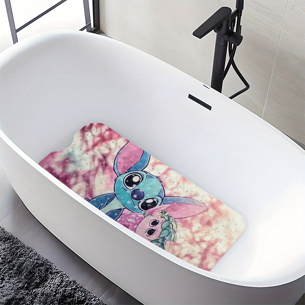   pink and purple tone cartoon style bathtub mat non slip bathroom bath mats for shower floor 40x100cm 15 7x39 3in extra long soft water absorbent anti skid tub mat collection Product details 8