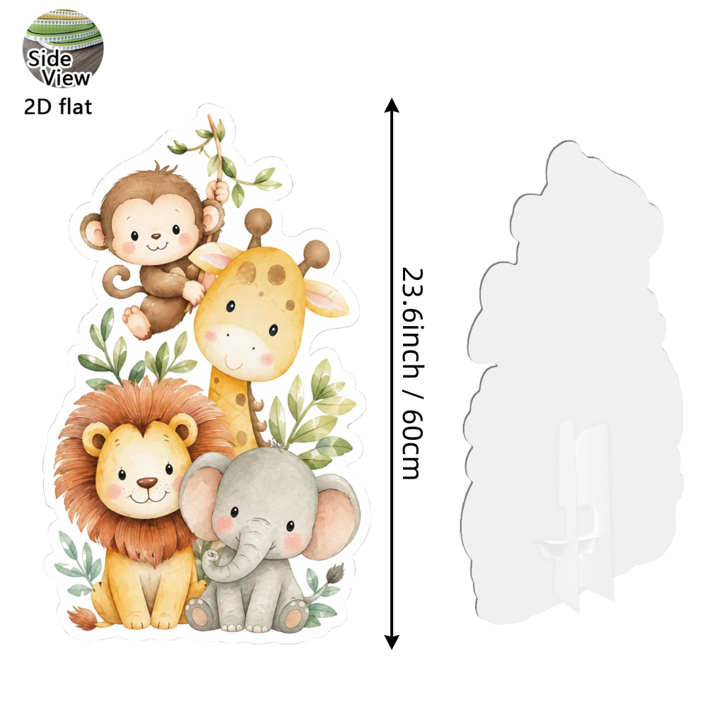 TEMU 2D Flat - [2D Flat] Decorazione per Festa di Compleanno [Statua ] [Simpatichissimo Stampa con Animali della ] [Statua ] [Stile ] Decorazione per
