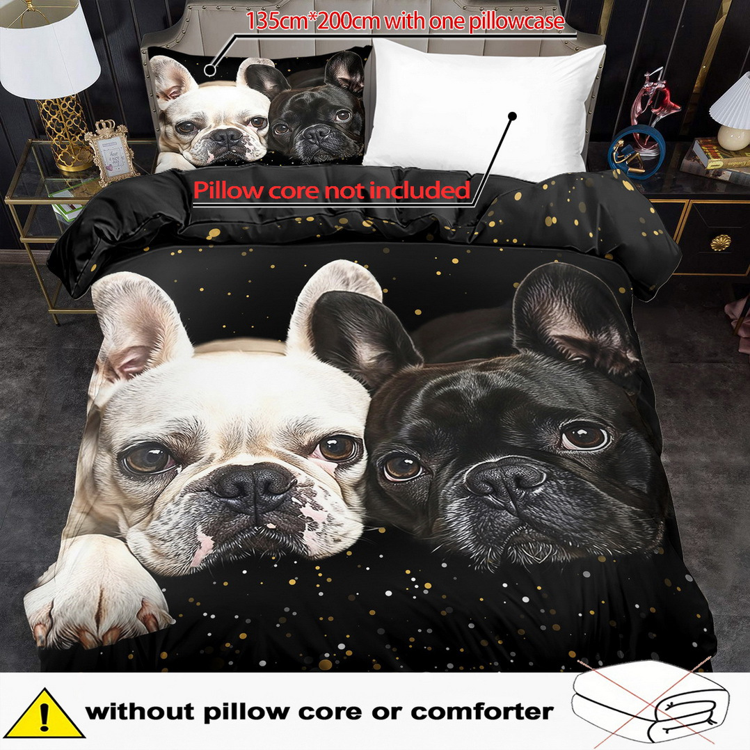 E-shop 2/3-teiliges Bettbezug-Set, Welpen-Druck Bettbezug-Set, King Bettwäsche, Polyester Maschinenwaschbar, Steppdecken-Dekoration, Schlafzimmer
