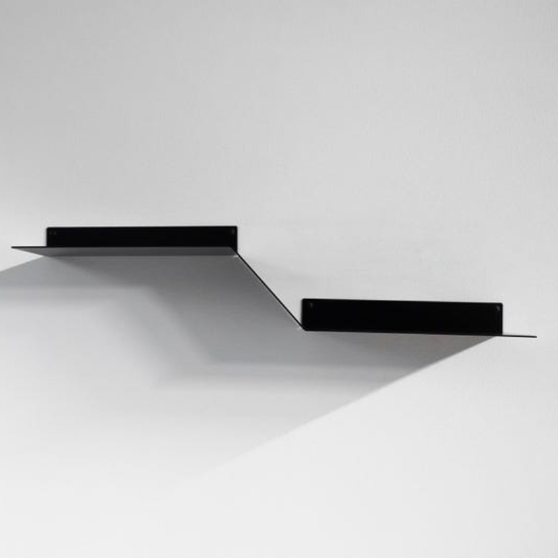 TEMU Modern Black Metal Wall-mounted Storage Shelf - Hung Independently Or As A Hanging Shelf, Featuring Open Storage Spaces, Space- , Suitable For