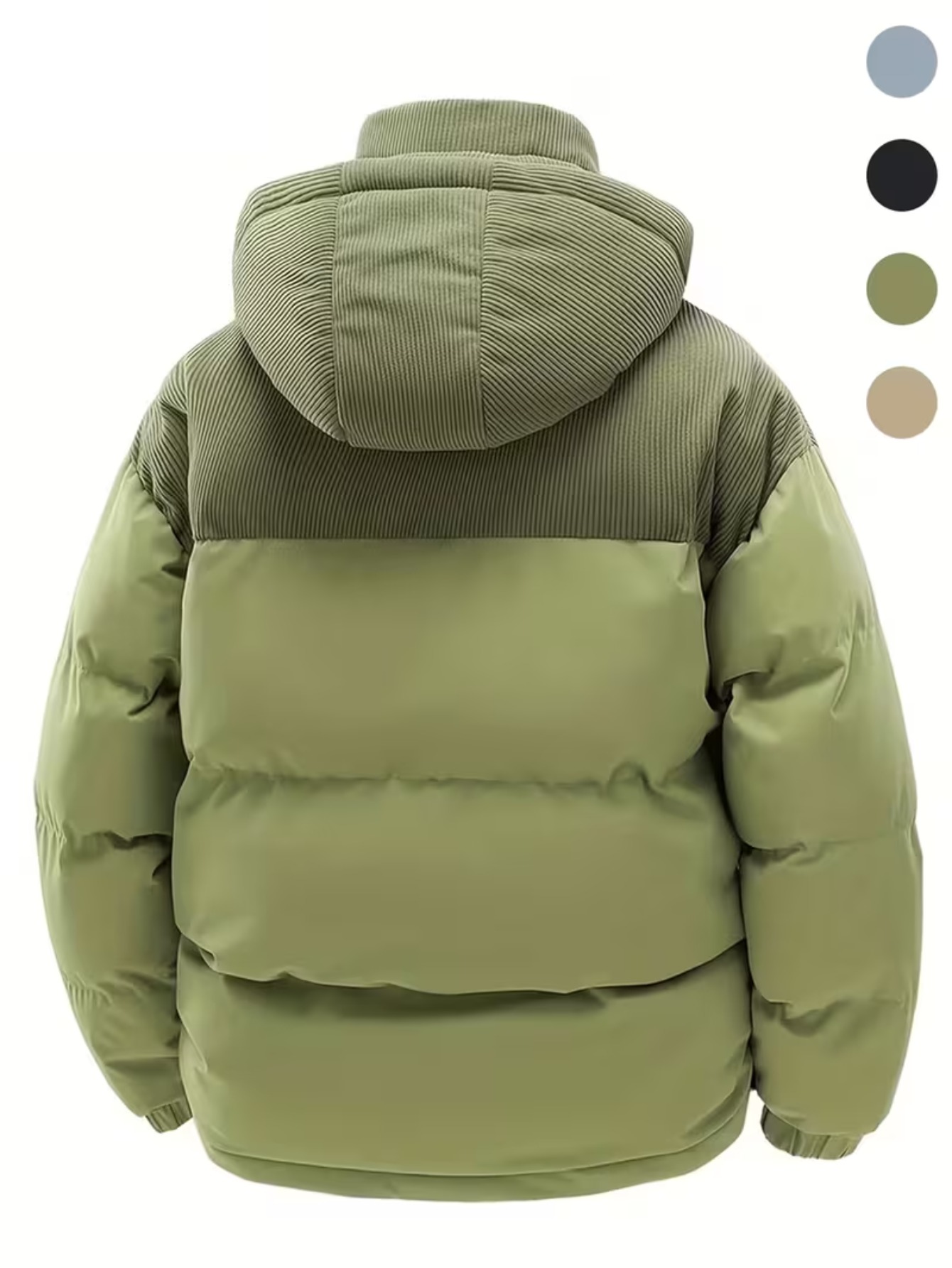 Corduroy Patchwork Hooded Padded, a Winter Thickened Warm Color... product image 3