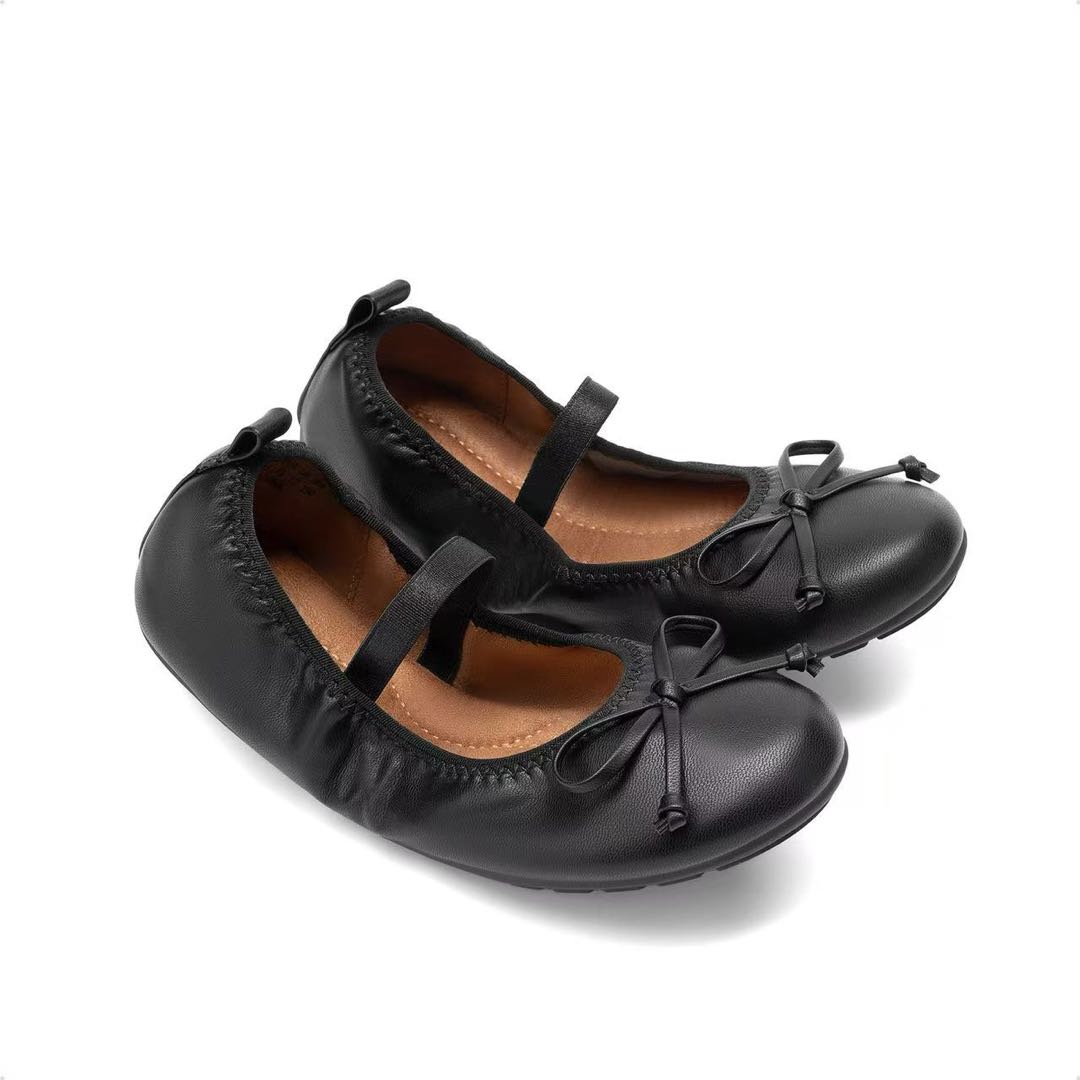 Image of Girls' Ballet Flats - White Bow Party Shoes For Communion, Princess & Special Occasions, Foldable & Washable Casual Flats