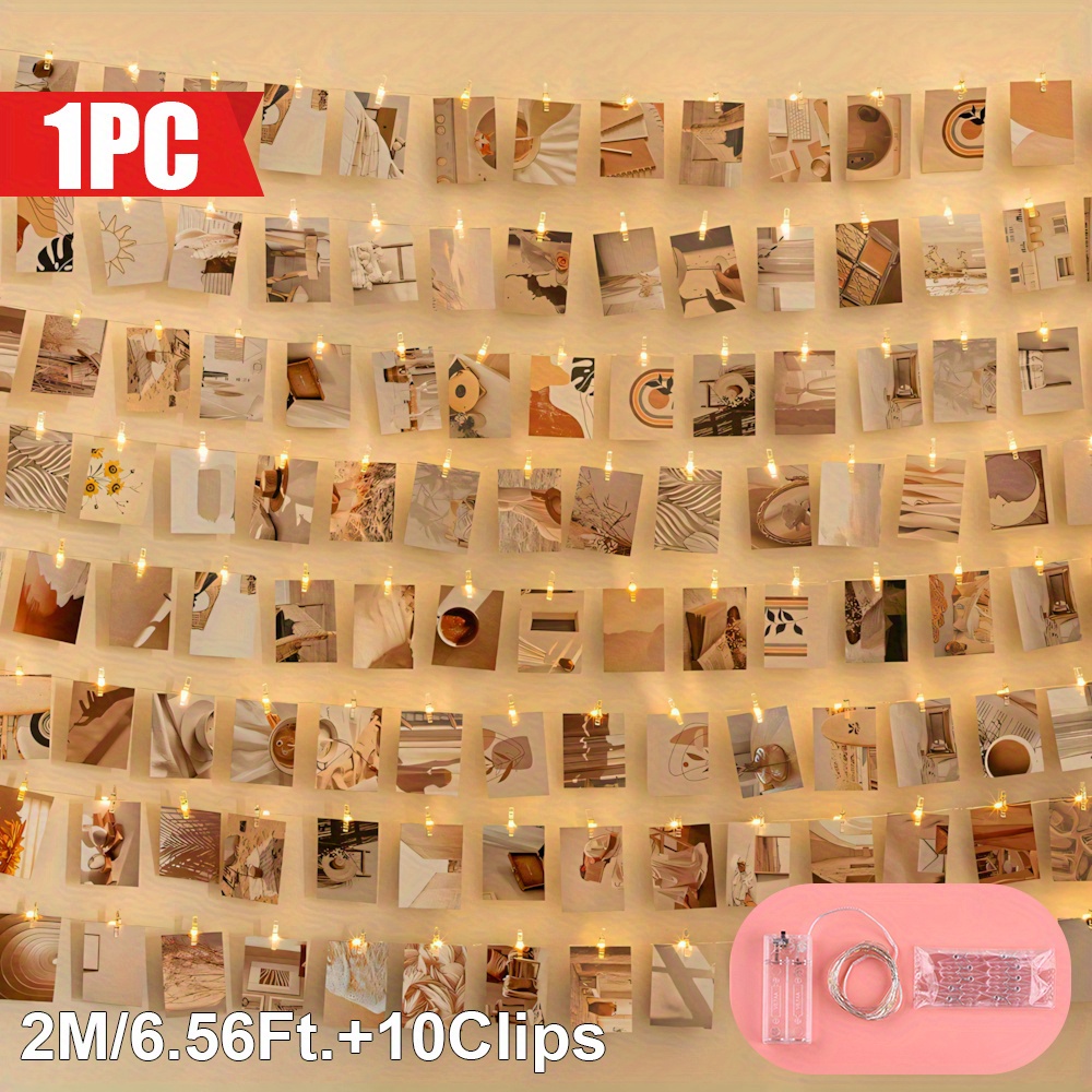 TEMU 1pc, 100/50/20led Indoor Photo Clip String Lights, Battery Powered With 50/25/10 Clips For Christmas Decor, Bedroom, And Wedding Party | Majisu