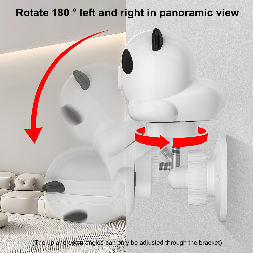 1 Cámara de mascotas, monitoreo de niños, cámara de seguridad inteligente para el hogar con Wi-Fi Full HD, función de visión nocturna, visión panorámica de 355°, audio bidireccional, detección de movimiento, visión nocturna de color, grabación de tarjeta de memoria, cargo de almacenamiento en la nube.