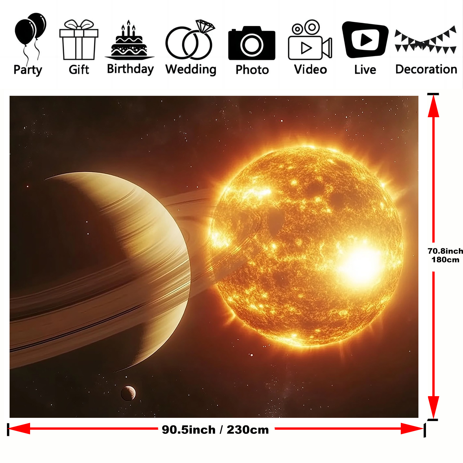 kosmisk himmelslige kropper 2d festbakgrunn - livlig planet \u0026 sol  fotobakgrunn for bursdager, bryllup, og feriepynt, polyester materiale,  nødvendig, romfest dekorasjoner - hjem og kjøkken - Temu, image size:1600x1600